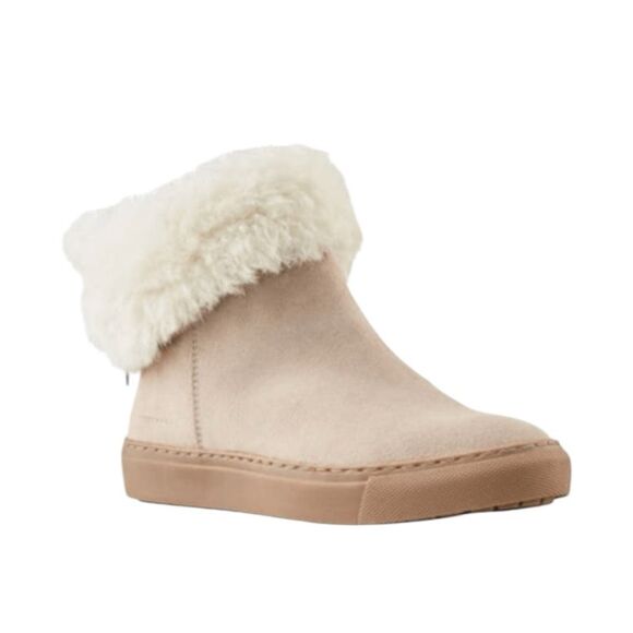 Cougar Devon Waterproof Slip-on Bootie Cream Suede Faux Fur Collar Sz 8 - Picture 1 of 8